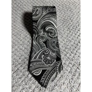 Donald J Trump Silk Tie Black Silver Paisley Necktie Signature Collection Mens‎